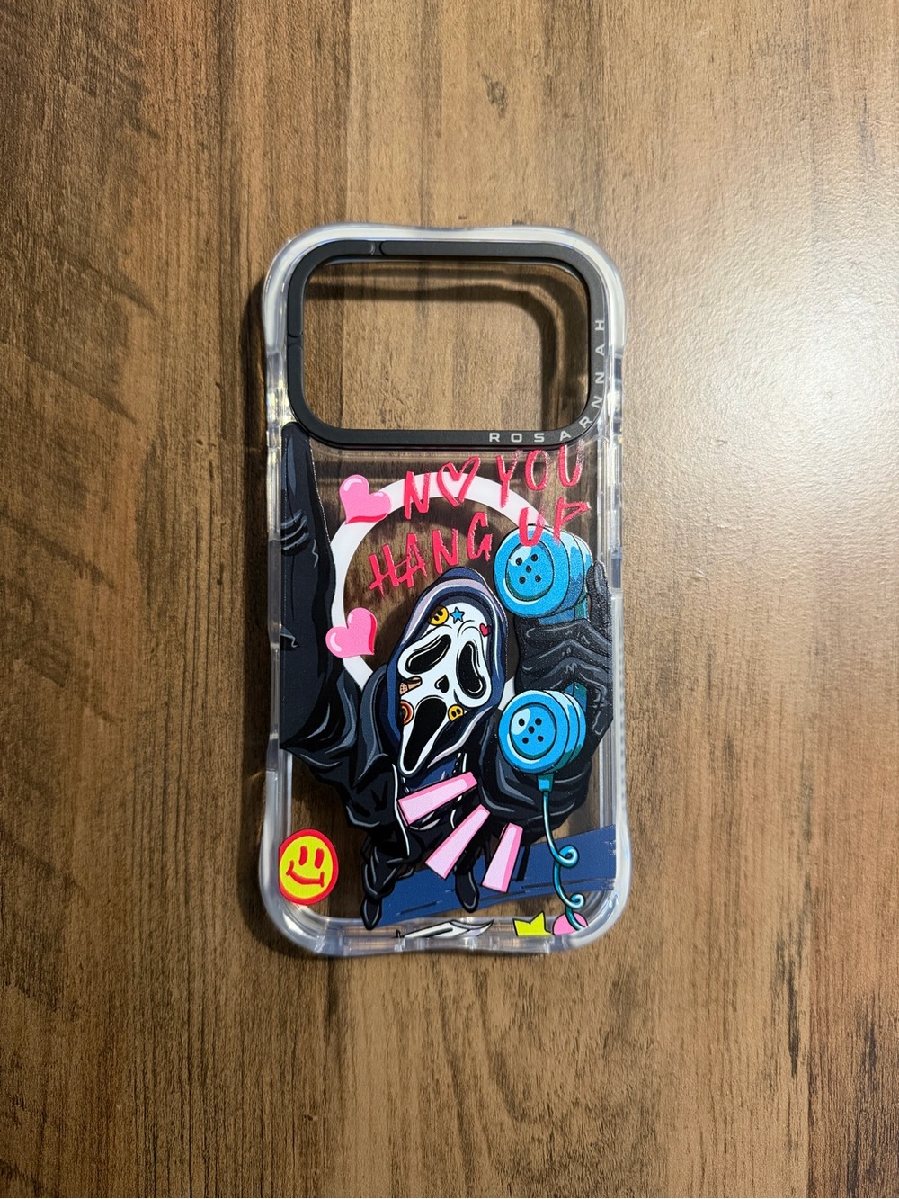 Clear Graphic Scream Phone Case with Pink & Blue Accents